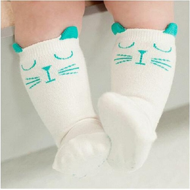 1 Pair Unisex Lovely Cute Cartoon Fox Kids baby Socks Knee Girl Boy Baby Toddler Socks animal infant Soft Cotton Socks Leg Warm