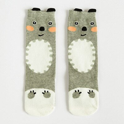 1 Pair Unisex Lovely Cute Cartoon Fox Kids baby Socks Knee Girl Boy Baby Toddler Socks animal infant Soft Cotton Socks Leg Warm