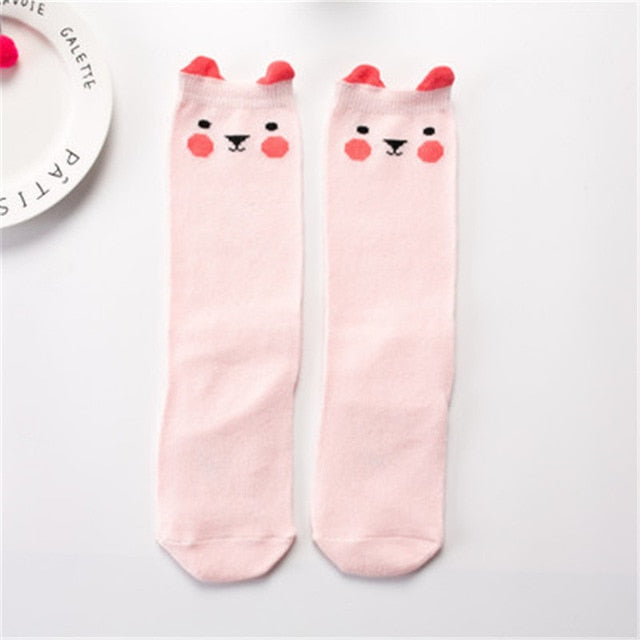 1 Pair Unisex Lovely Cute Cartoon Fox Kids baby Socks Knee Girl Boy Baby Toddler Socks animal infant Soft Cotton Socks Leg Warm