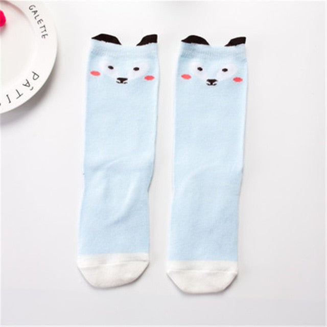 1 Pair Unisex Lovely Cute Cartoon Fox Kids baby Socks Knee Girl Boy Baby Toddler Socks animal infant Soft Cotton Socks Leg Warm