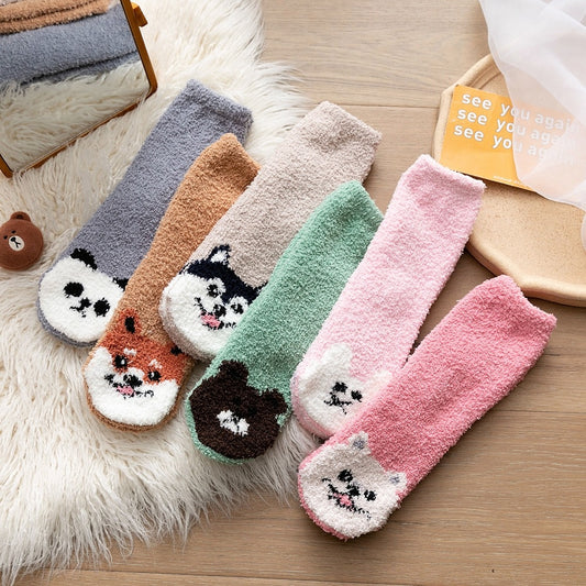 2020 New Autumn Winter Animals Cartoon Pattern Series Cotton Ladies Floor Socks Cute Style For Christmas Gift Women Crew Sox