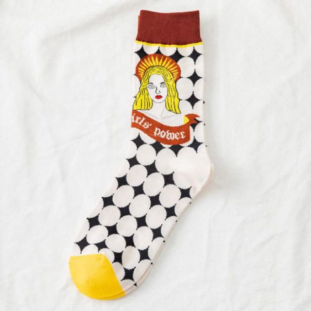 Spring Collection of Japanese Lolita Women&#39;s Wear Cartoon Woman, Eyes, Diamond, Diamond Squares,Hot Dog Pattern Cotton Socks