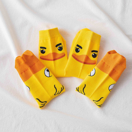 2021 Fashion Casual Funny Rubber Duck Print Cotton Socks Women Long Tube Crew Retro High Quality Harajuku Girls Cute Ladies Sox