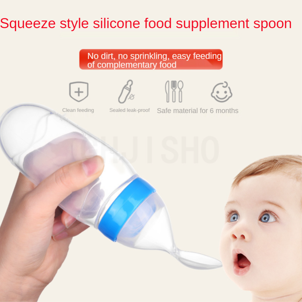 90ML Safe Newborn Baby Feeding Bottle Toddler Silicone Squeeze Feeding Spoon Milk Bottle Training Feeder Food Supplement Tools