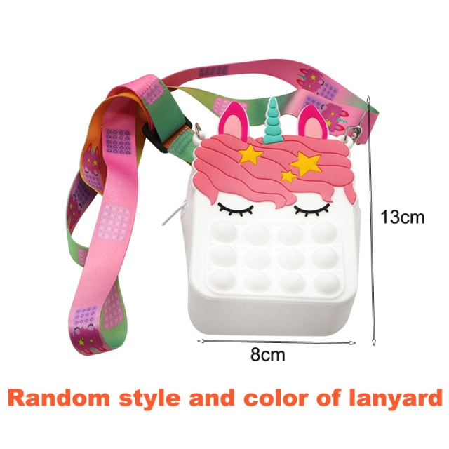 Fashion Poppet Push Bubbles Toy Rainbow Unicorn Kawaii Coin Purse Children Wallet Ladies Bag Silica Gel Simple Dimple Fidget Toy