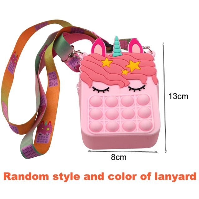 Fashion Poppet Push Bubbles Toy Rainbow Unicorn Kawaii Coin Purse Children Wallet Ladies Bag Silica Gel Simple Dimple Fidget Toy