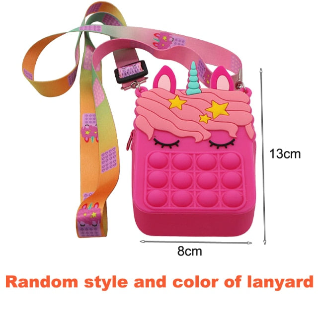 Fashion Poppet Push Bubbles Toy Rainbow Unicorn Kawaii Coin Purse Children Wallet Ladies Bag Silica Gel Simple Dimple Fidget Toy