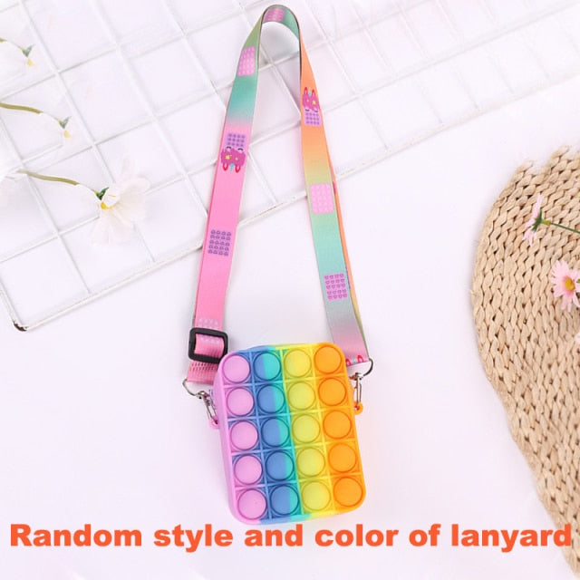 Fashion Poppet Push Bubbles Toy Rainbow Unicorn Kawaii Coin Purse Children Wallet Ladies Bag Silica Gel Simple Dimple Fidget Toy