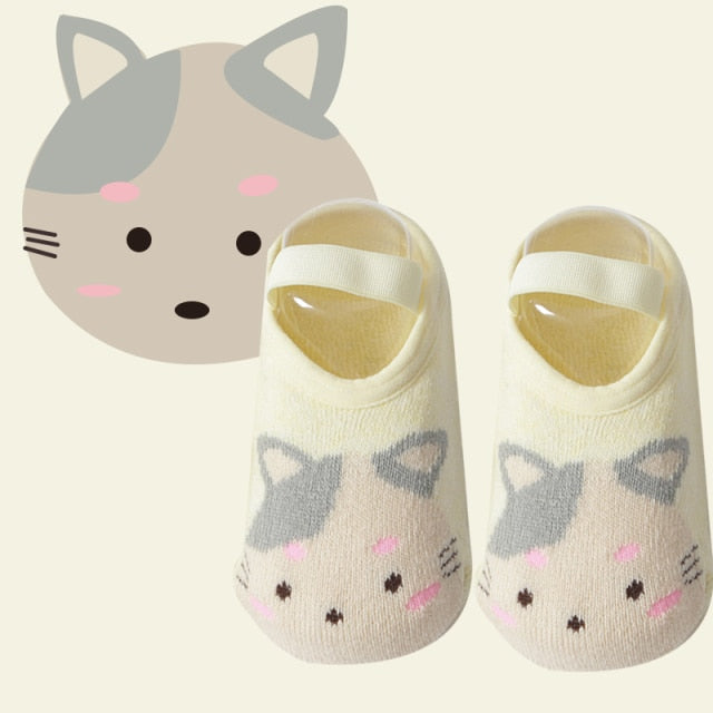 Newborn Baby Socks Floor Non-slip Cotton Cartoon Doll Socks with Baby Girls Boys Soft Cute Boots Toddlers Animal Sock Shoes Gift