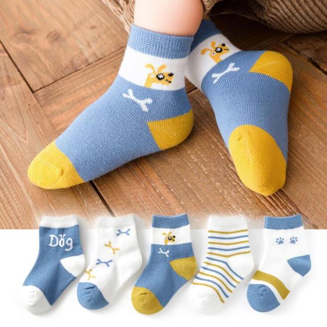 5 Pairs/Lot Autumn Winter Children Cartoon Socks Baby Cute Trendy Cotton Print Socks Comfortable Girls Boys Sport Socks