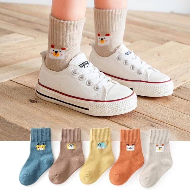 5 Pairs/Lot Autumn Winter Children Cartoon Socks Baby Cute Trendy Cotton Print Socks Comfortable Girls Boys Sport Socks