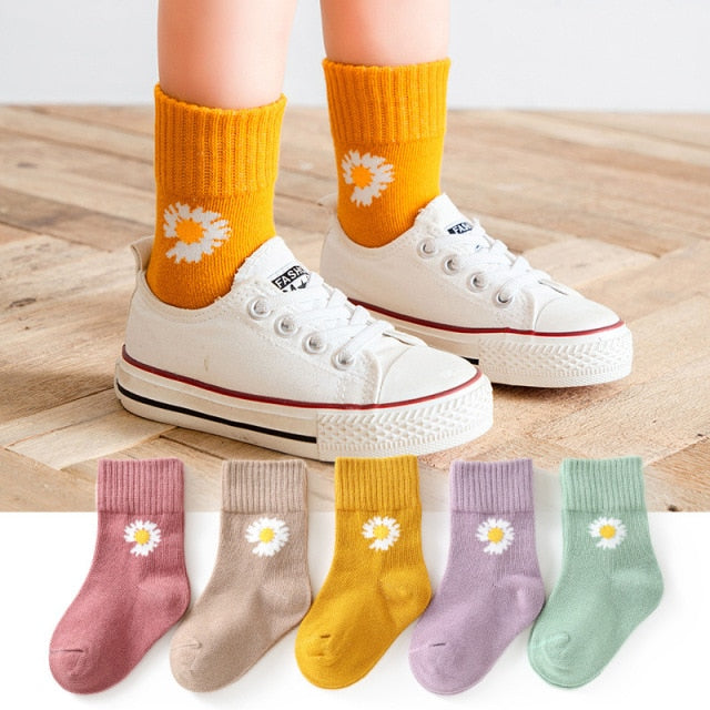 5 Pairs/Lot Autumn Winter Children Cartoon Socks Baby Cute Trendy Cotton Print Socks Comfortable Girls Boys Sport Socks