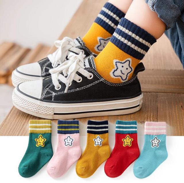 5 Pairs/Lot Autumn Winter Children Cartoon Socks Baby Cute Trendy Cotton Print Socks Comfortable Girls Boys Sport Socks