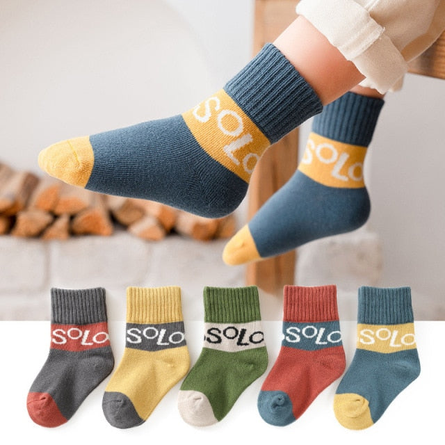 5 Pairs/Lot Autumn Winter Children Cartoon Socks Baby Cute Trendy Cotton Print Socks Comfortable Girls Boys Sport Socks