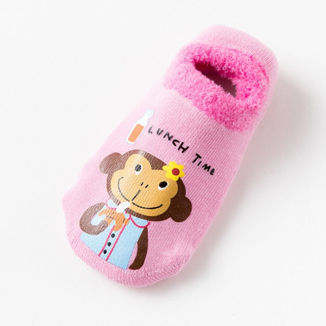 Cotton Baby Boys Girls Socks Rubber Slip-resistant Floor Socks Cartoon Infant Kids Animal Socks Winter Autumn Thicken Warm Shoes