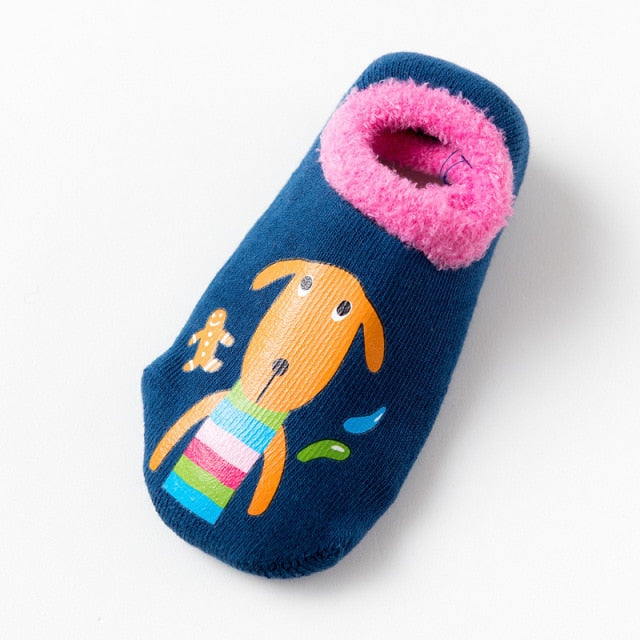 Cotton Baby Boys Girls Socks Rubber Slip-resistant Floor Socks Cartoon Infant Kids Animal Socks Winter Autumn Thicken Warm Shoes