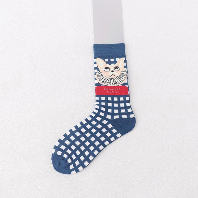 Fashion Colorful Pattern Cotton Mens Women Socks Middle Tube Funny Casual Crew Socks Girls Cute Harajuku Ankle For Ladies Socks