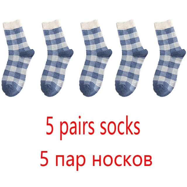 High Quality 1 Pack Colorful Plaid Women Cotton Socks For Spring Winter Happy Gifts Korea Style Cute Ladies Casual Crew Socks