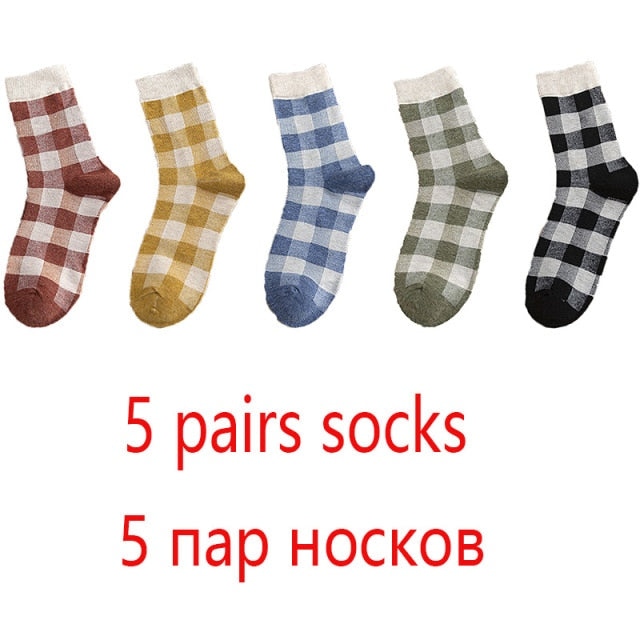 High Quality 1 Pack Colorful Plaid Women Cotton Socks For Spring Winter Happy Gifts Korea Style Cute Ladies Casual Crew Socks