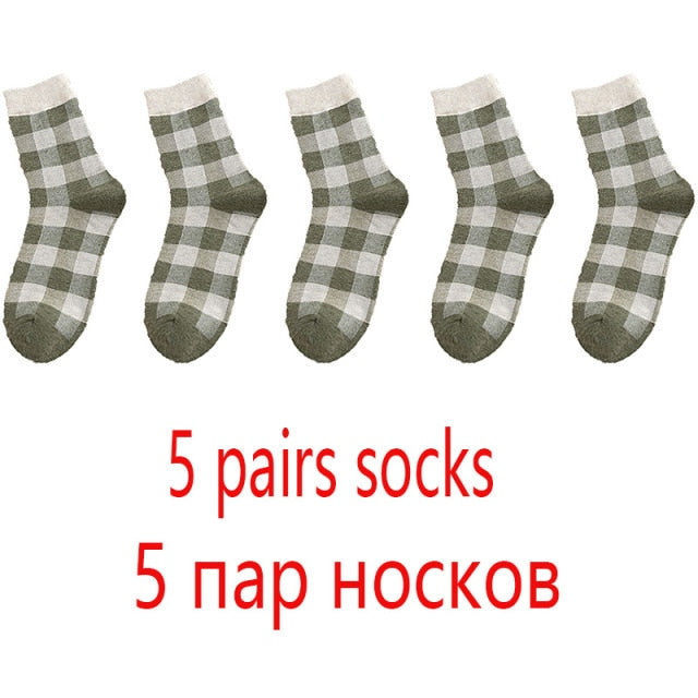 High Quality 1 Pack Colorful Plaid Women Cotton Socks For Spring Winter Happy Gifts Korea Style Cute Ladies Casual Crew Socks