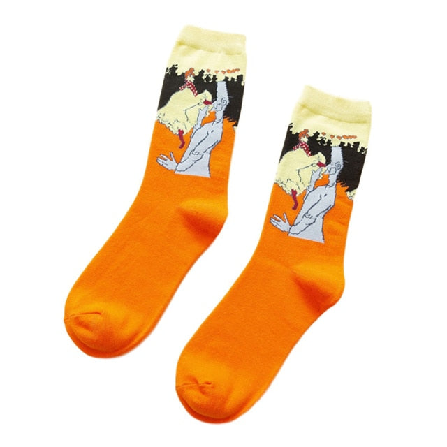 Fashion Casual Funny Colourful Art Pattern Women Men Cotton Socks Couples Middle Tube Crew Socks Harajuku Man Cute Ladies Socks