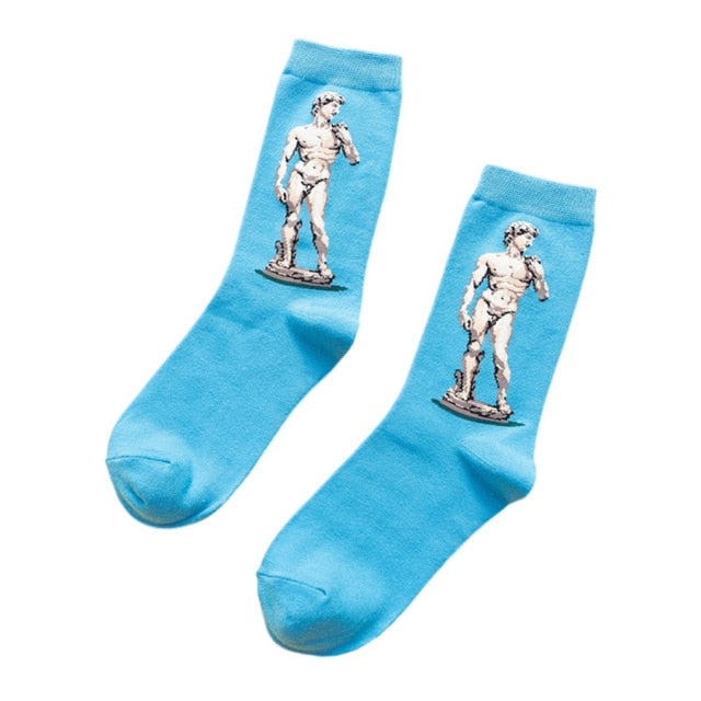 Fashion Casual Funny Colourful Art Pattern Women Men Cotton Socks Couples Middle Tube Crew Socks Harajuku Man Cute Ladies Socks