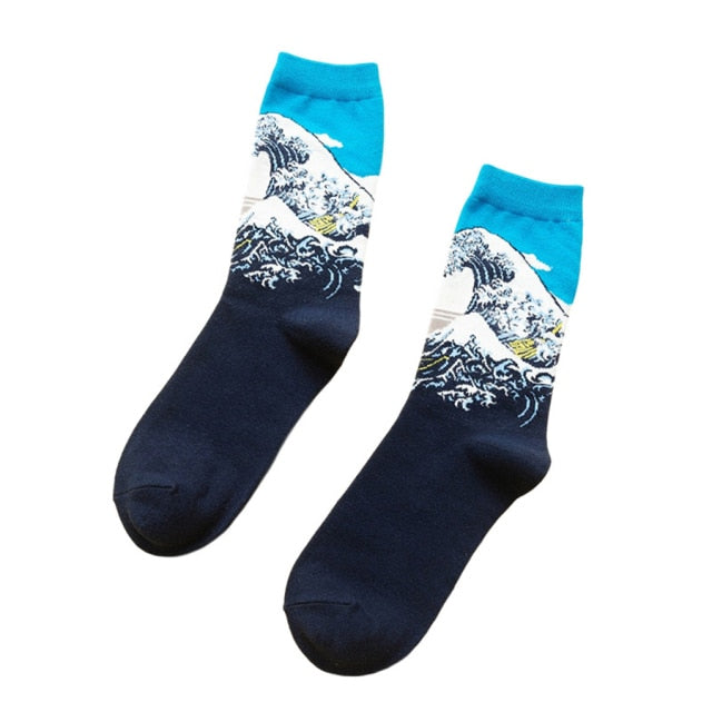 Fashion Casual Funny Colourful Art Pattern Women Men Cotton Socks Couples Middle Tube Crew Socks Harajuku Man Cute Ladies Socks