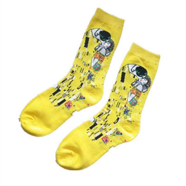 Fashion Casual Funny Colourful Art Pattern Women Men Cotton Socks Couples Middle Tube Crew Socks Harajuku Man Cute Ladies Socks