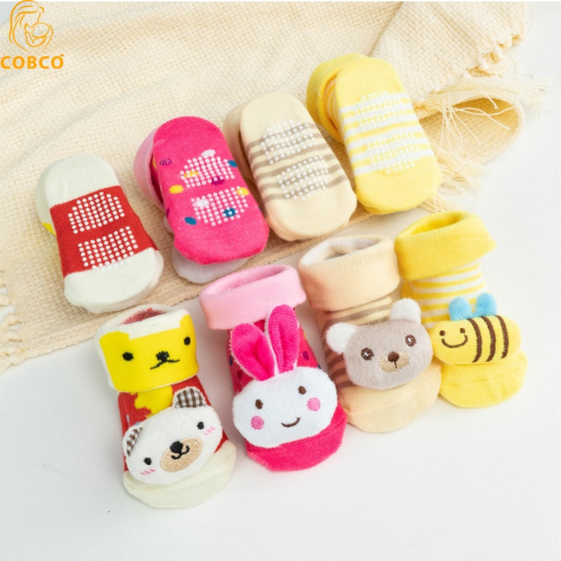 Newborn Baby Socks Floor Non-slip Cotton Cartoon Doll Socks with Baby Girls Boys Soft Cute Boots Toddlers Animal Sock Shoes Gift