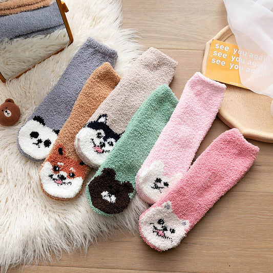 High Quality Soft Animal Paw Women Cotton Socks For Cute Casual Thickened Warmth Gifts Ladies Winter Floor Socks Stay At Home