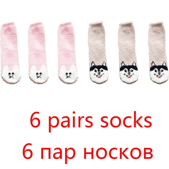 High Quality Soft Animal Paw Women Cotton Socks For Cute Casual Thickened Warmth Gifts Ladies Winter Floor Socks Stay At Home