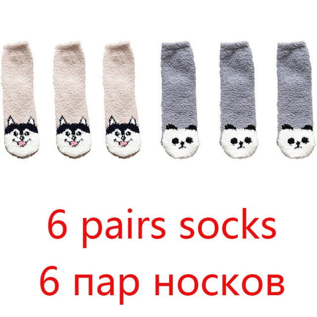 High Quality Soft Animal Paw Women Cotton Socks For Cute Casual Thickened Warmth Gifts Ladies Winter Floor Socks Stay At Home