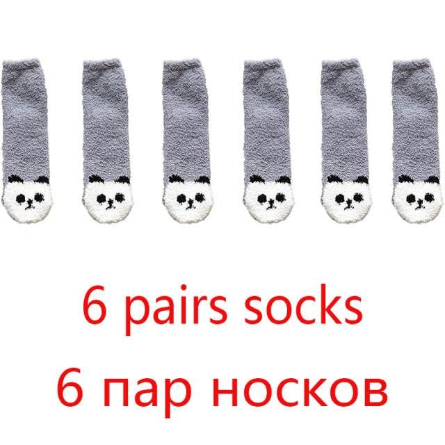 High Quality Soft Animal Paw Women Cotton Socks For Cute Casual Thickened Warmth Gifts Ladies Winter Floor Socks Stay At Home