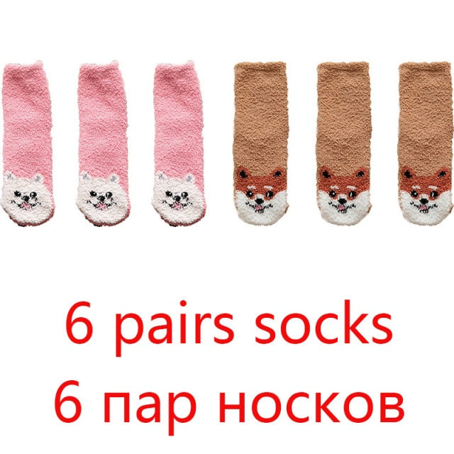 High Quality Soft Animal Paw Women Cotton Socks For Cute Casual Thickened Warmth Gifts Ladies Winter Floor Socks Stay At Home