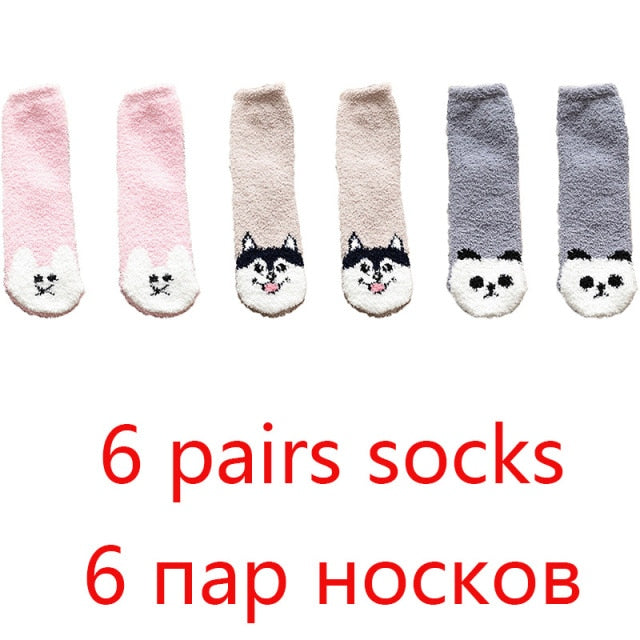 High Quality Soft Animal Paw Women Cotton Socks For Cute Casual Thickened Warmth Gifts Ladies Winter Floor Socks Stay At Home