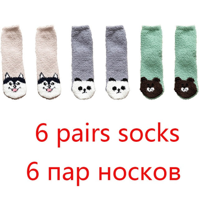 High Quality Soft Animal Paw Women Cotton Socks For Cute Casual Thickened Warmth Gifts Ladies Winter Floor Socks Stay At Home