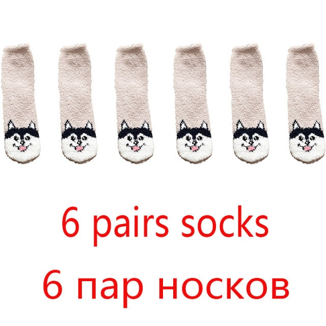 High Quality Soft Animal Paw Women Cotton Socks For Cute Casual Thickened Warmth Gifts Ladies Winter Floor Socks Stay At Home