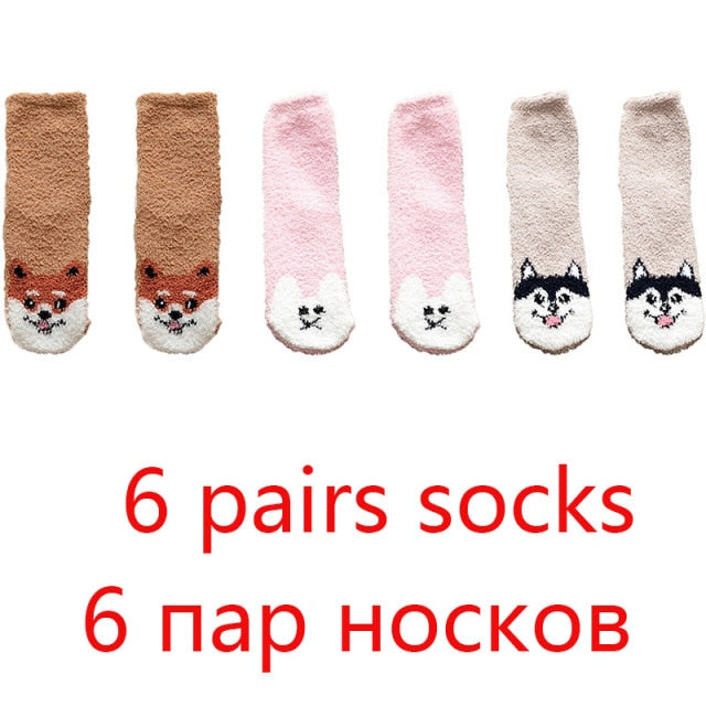 High Quality Soft Animal Paw Women Cotton Socks For Cute Casual Thickened Warmth Gifts Ladies Winter Floor Socks Stay At Home